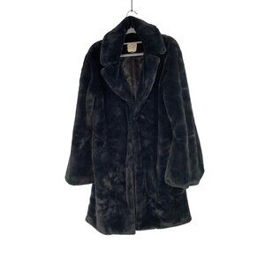 Chaser Mens Black Faux Fur Teddy Plush Coat S RR10268 Winter Cozy Vintage
